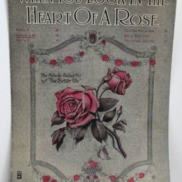 1918 Sheet Music When You Look In The Heart of A Rose Marian Gillespie F Methven - Picture 2 of 3
